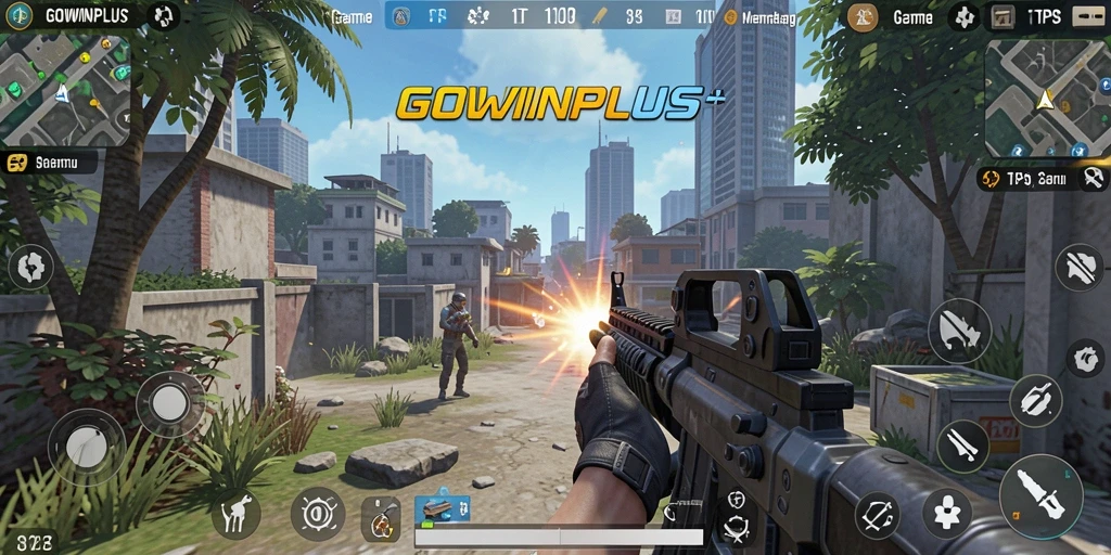 Screenshot GOWINPLUS menampilkan aksi seru dalam game TPS.