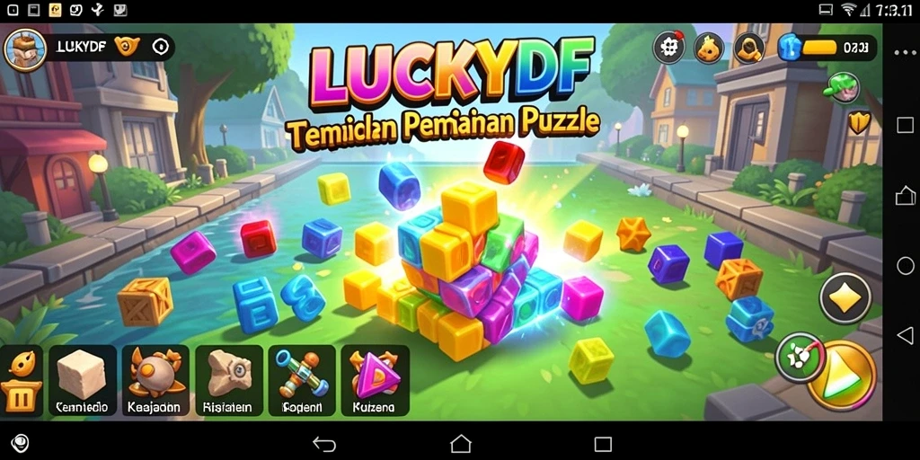 Tampilan gameplay <strong>LUCKYDF</strong> dengan berbagai tantangan puzzle yang menantang.