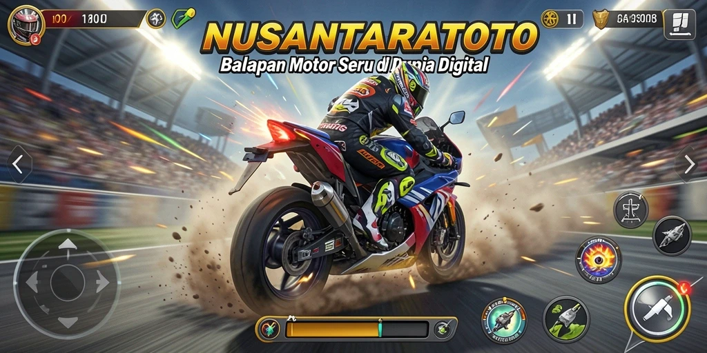 Tampilan aksi balapan motor yang mendebarkan di NUSANTARATOTO.