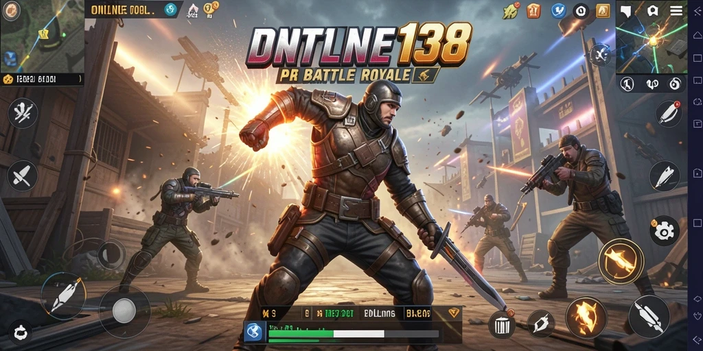Tampilan aksi mendebarkan dalam gameplay ONLINE138 Battle Royale.