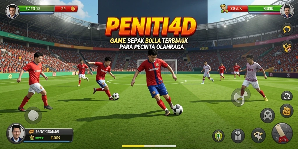 Screenshot PENITI4D menampilkan aksi mendebarkan di lapangan sepak bola.