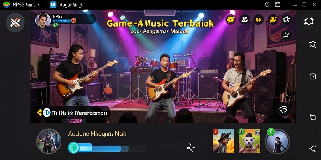 Screenshot menunjukkan gameplay seru dalam permainan musik RP55.